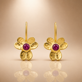 925 Sterling Silver Gold-Finish Floral Earrings for Women