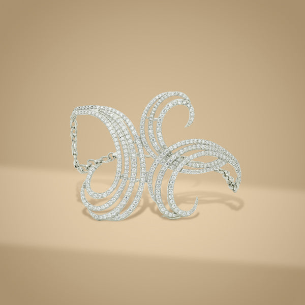 925 Silver Moissanite Wave Cuff Bracelet (On Pre-Order)
