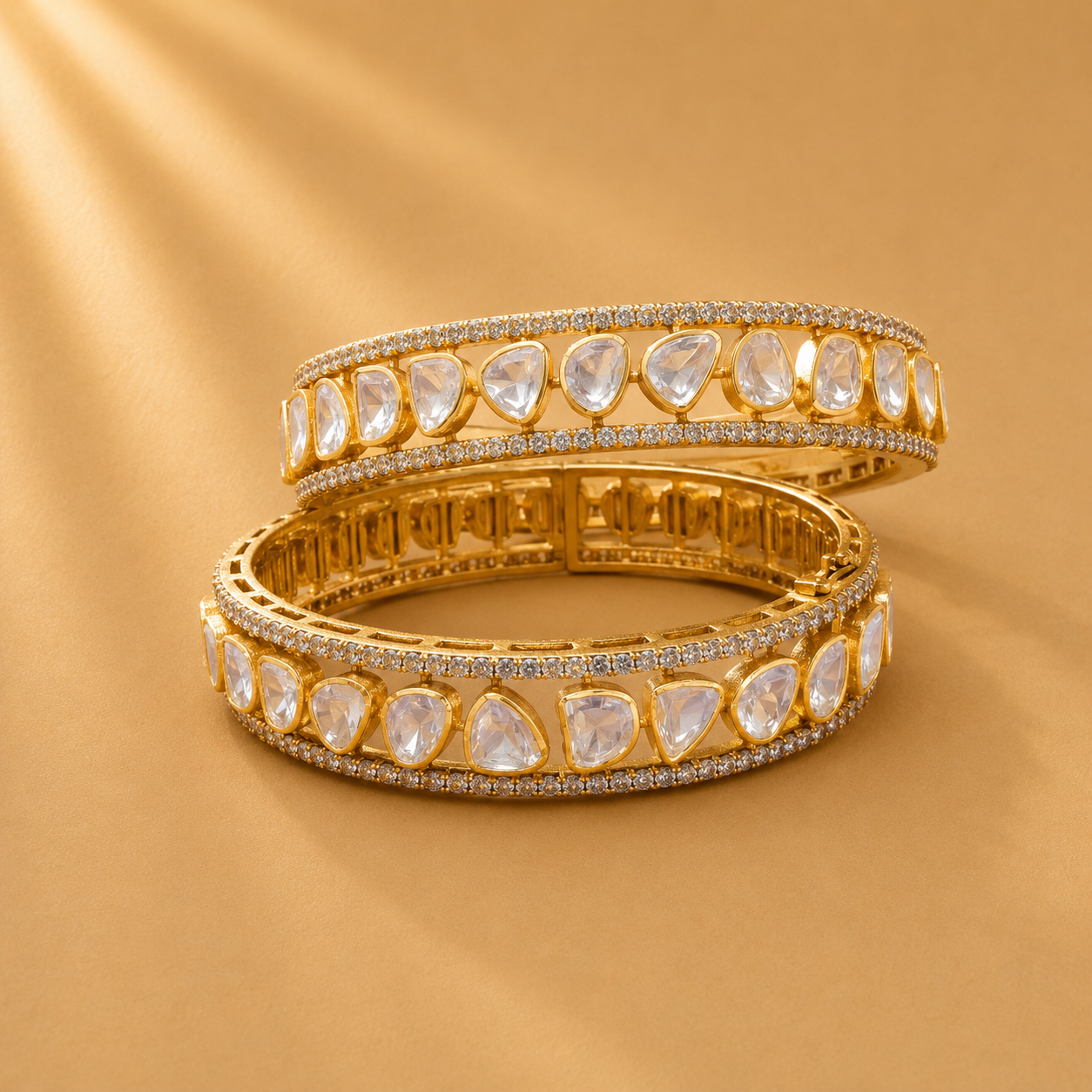 925 Sterling Silver White Stone Bangles for Women