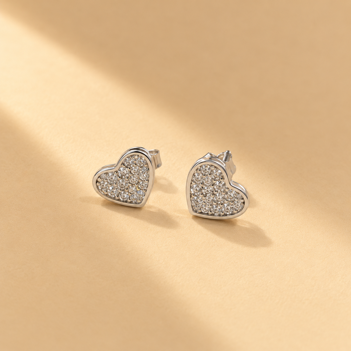 925 Sterling Silver with Moissanite Sparkling Heart-Shaped Earrings for Women
