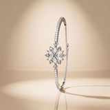925 Sterling Silver Moissanite Floral Charm Bracelet