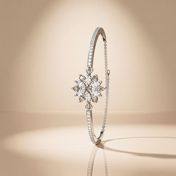 925 Silver Moissanite CZ Floral Bracelet