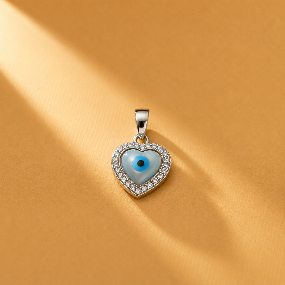 Heart Evil Eye 925 Sterling Silver with Moissanite Statement Pendant