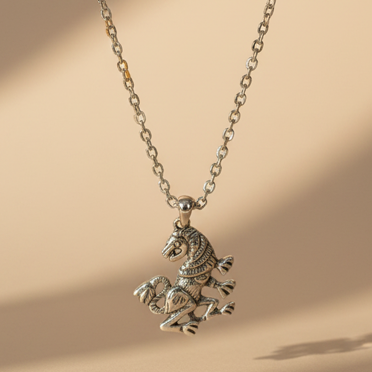 925 Sterling Silver Horse Pendant Necklace | Oxidized Finish Statement Jewelry | 16 Inch Chain | Hallmarked
