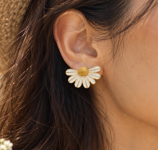 Daisy Flower Statement Earrings