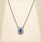 18 Inch 925 Sterling Silver Blue Quartz & Moissanite Halo Teardrop Chain Pendant