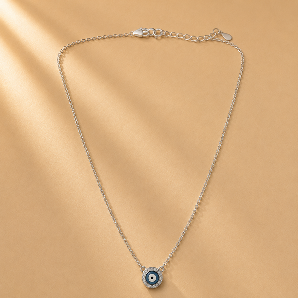 925 Sterling Silver Evil Eye Chain Pendant For Women