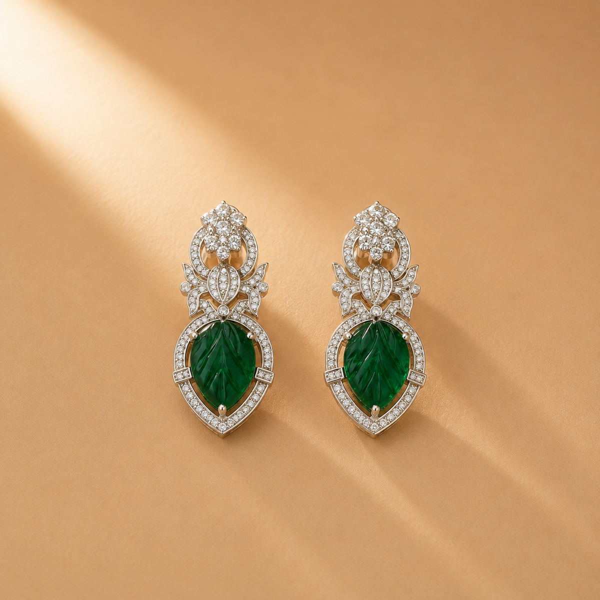 925 Sterling Silver Green Quartz & Moissanite Statement Drop Earrings