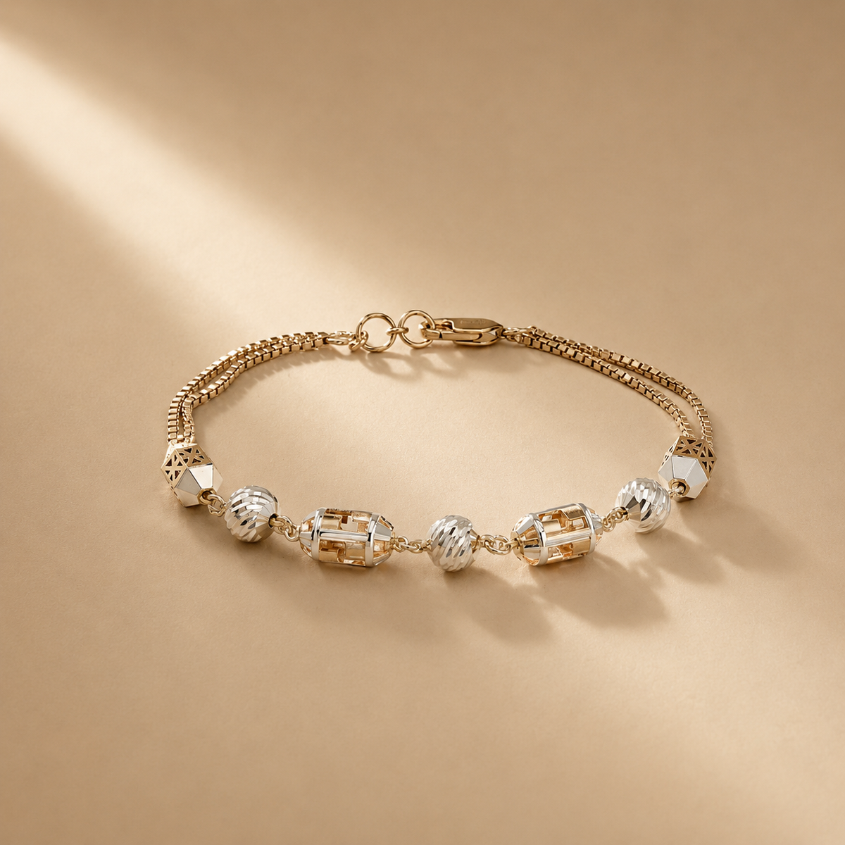 925 Sterling Silver Beaded Link Statement Bracelet
