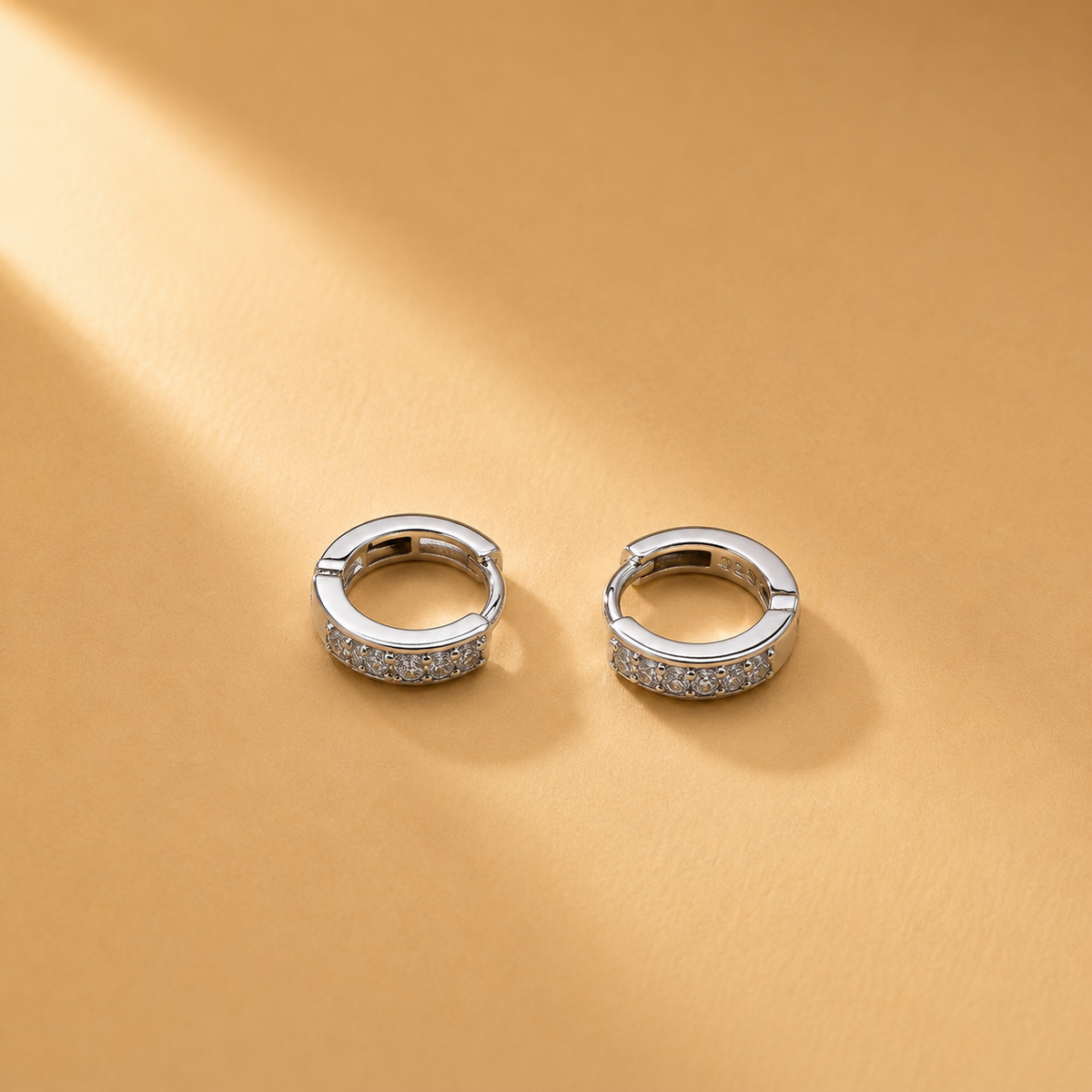 925 Sterling Silver Moissanite Huggie Hoop Earrings For Women