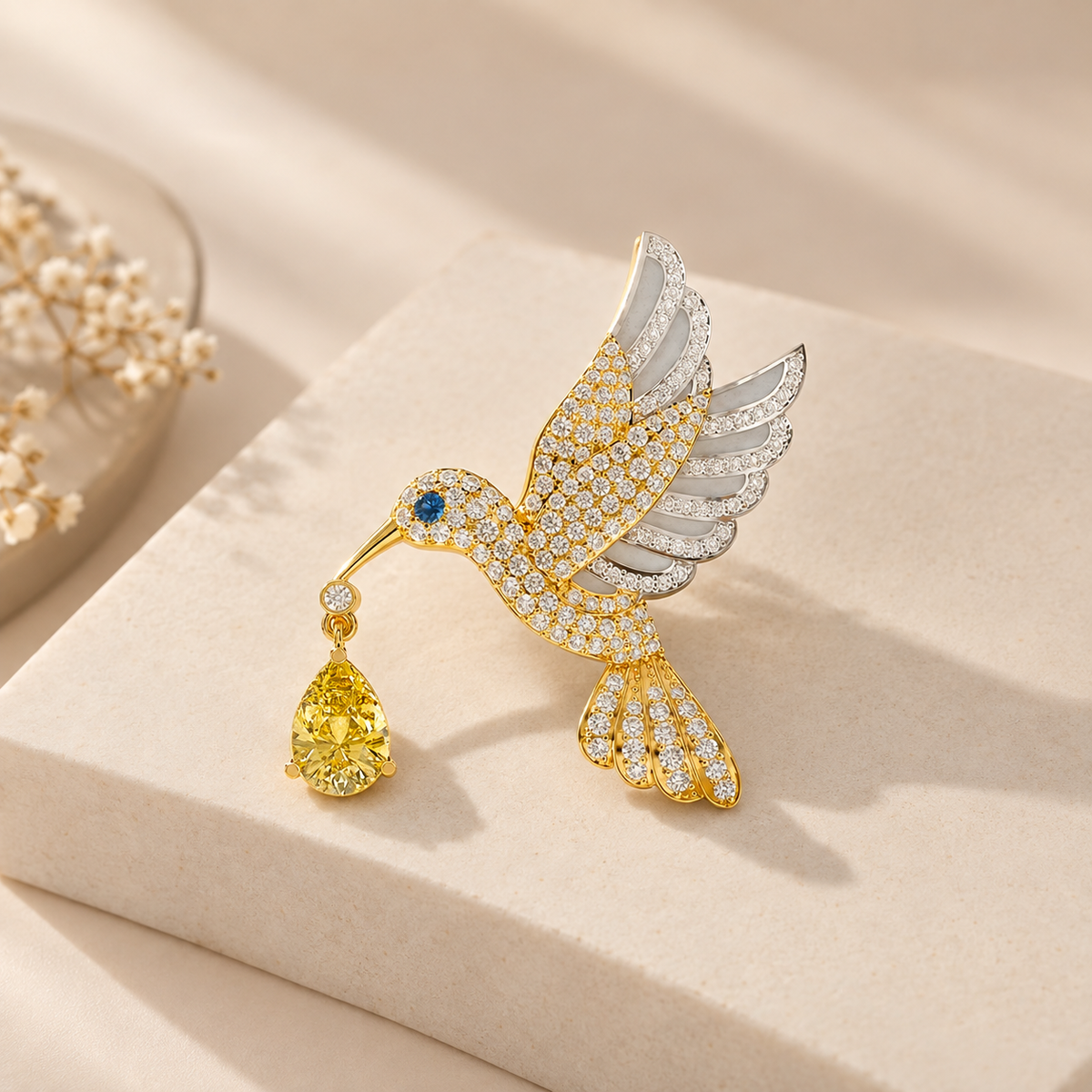 925 Sterling Silver Hummingbird Brooch