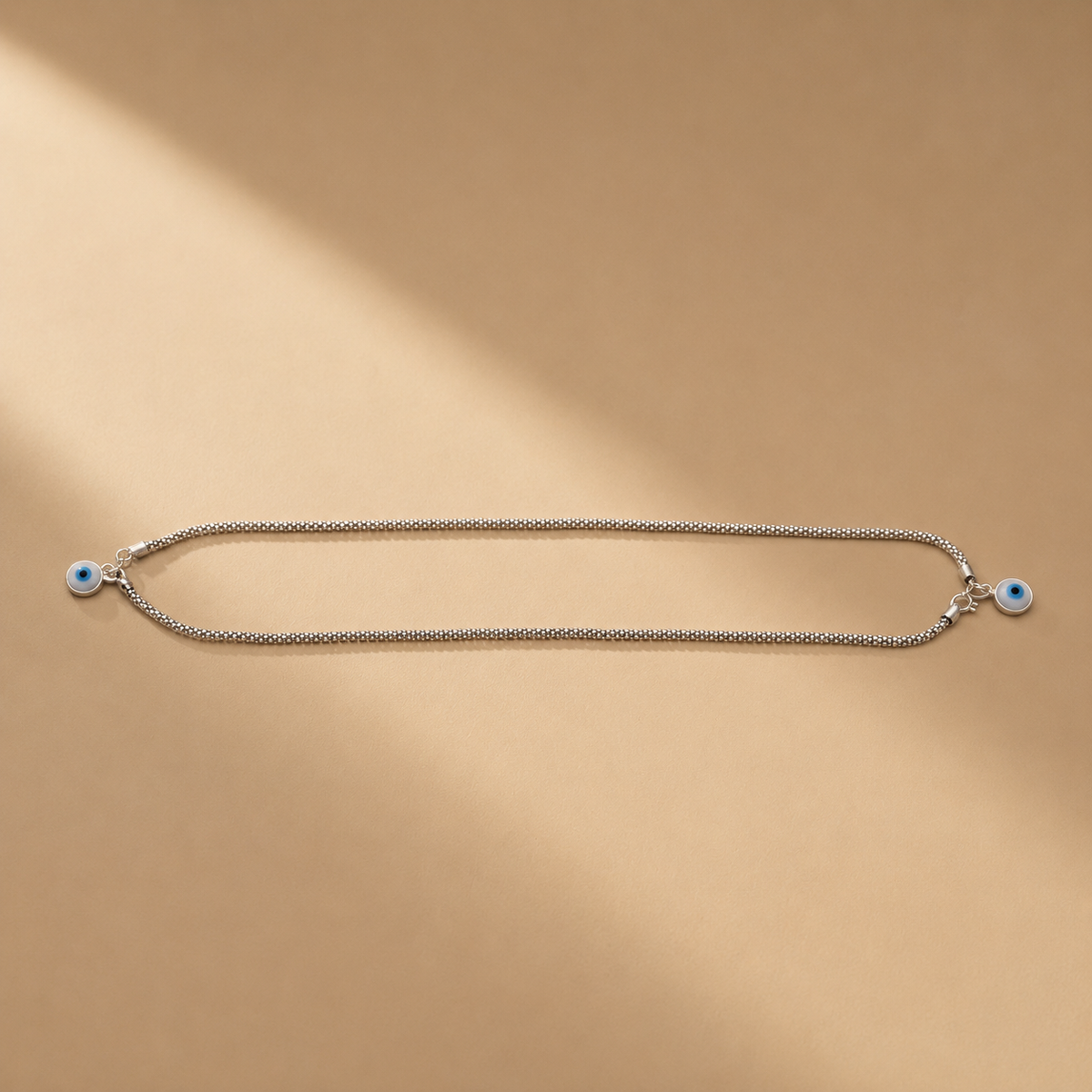 Blue Evil Eye 925 Sterling Silver & Moissanite Anklet