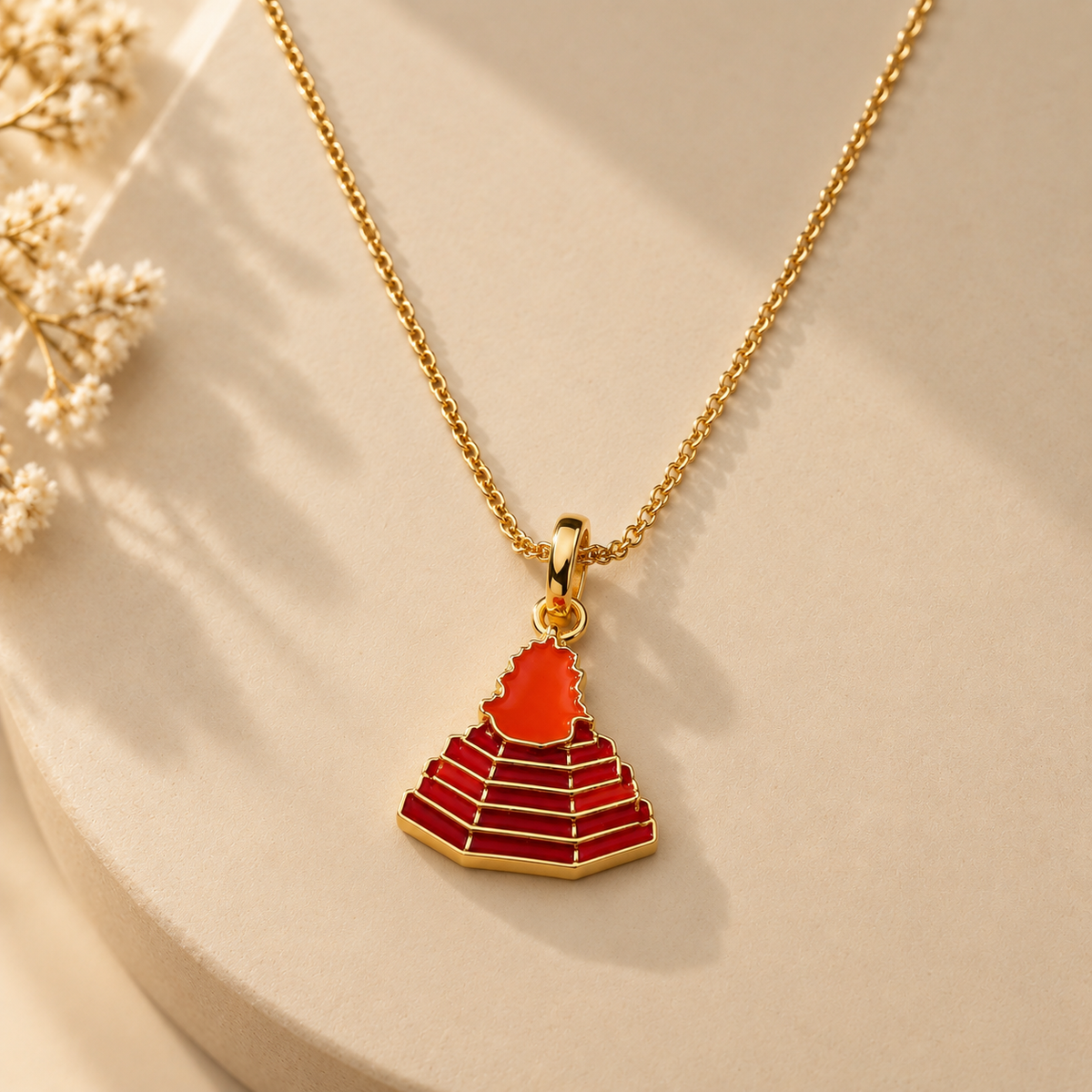Fire Flame Red Enamel Silver Pendant Premium Spiritual Charm No Chain