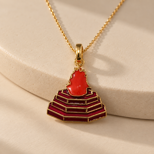 Fire Flame Red Enamel Silver Pendant Premium Spiritual Charm No Chain