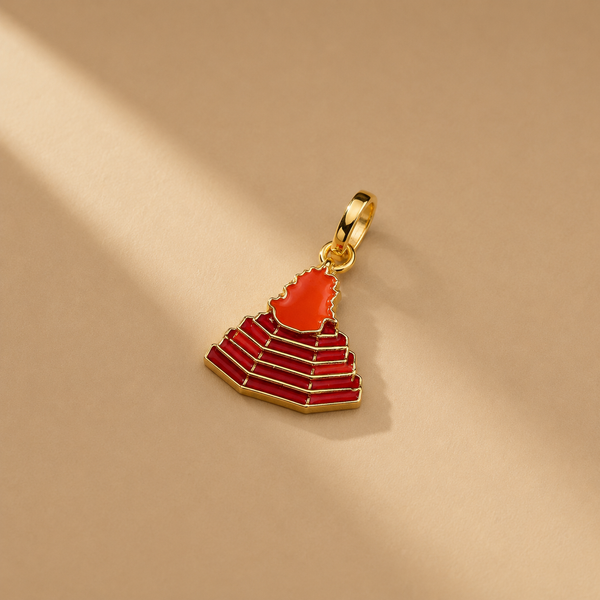 Red Enamel 925 Silver Layered Pendant | Geometric Statement Jewellery