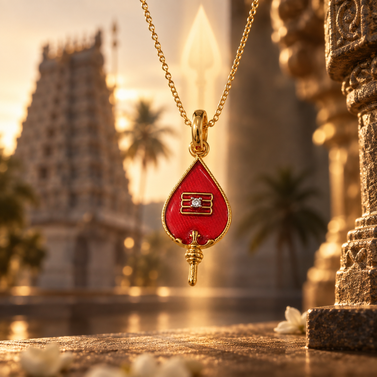 Lord  Murugan Vel Pendant with Red Enamel