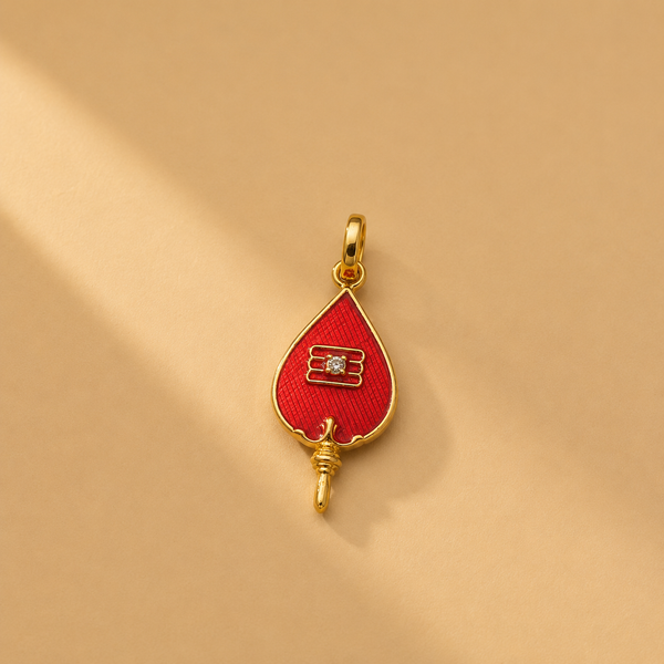 925 Sterling Silver Red Enamel Traditional Indian Teardrop Pendant