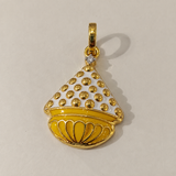 Traditional Yellow Enamel Silver Pendant Fine Festive Jewelry Without Chain