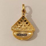 Traditional Yellow Enamel Silver Pendant Fine Festive Jewelry Without Chain