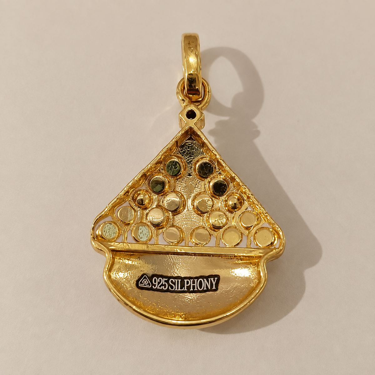 Traditional Yellow Enamel Silver Pendant Fine Festive Jewelry Without Chain