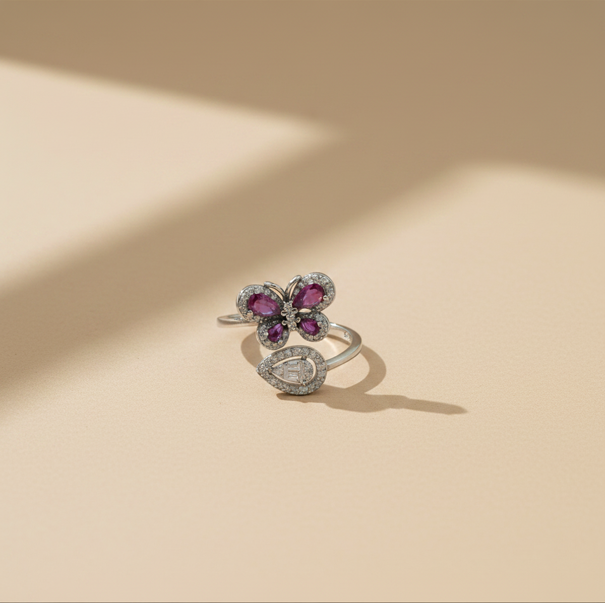 925 Silver Butterfly Adjustable Ring
