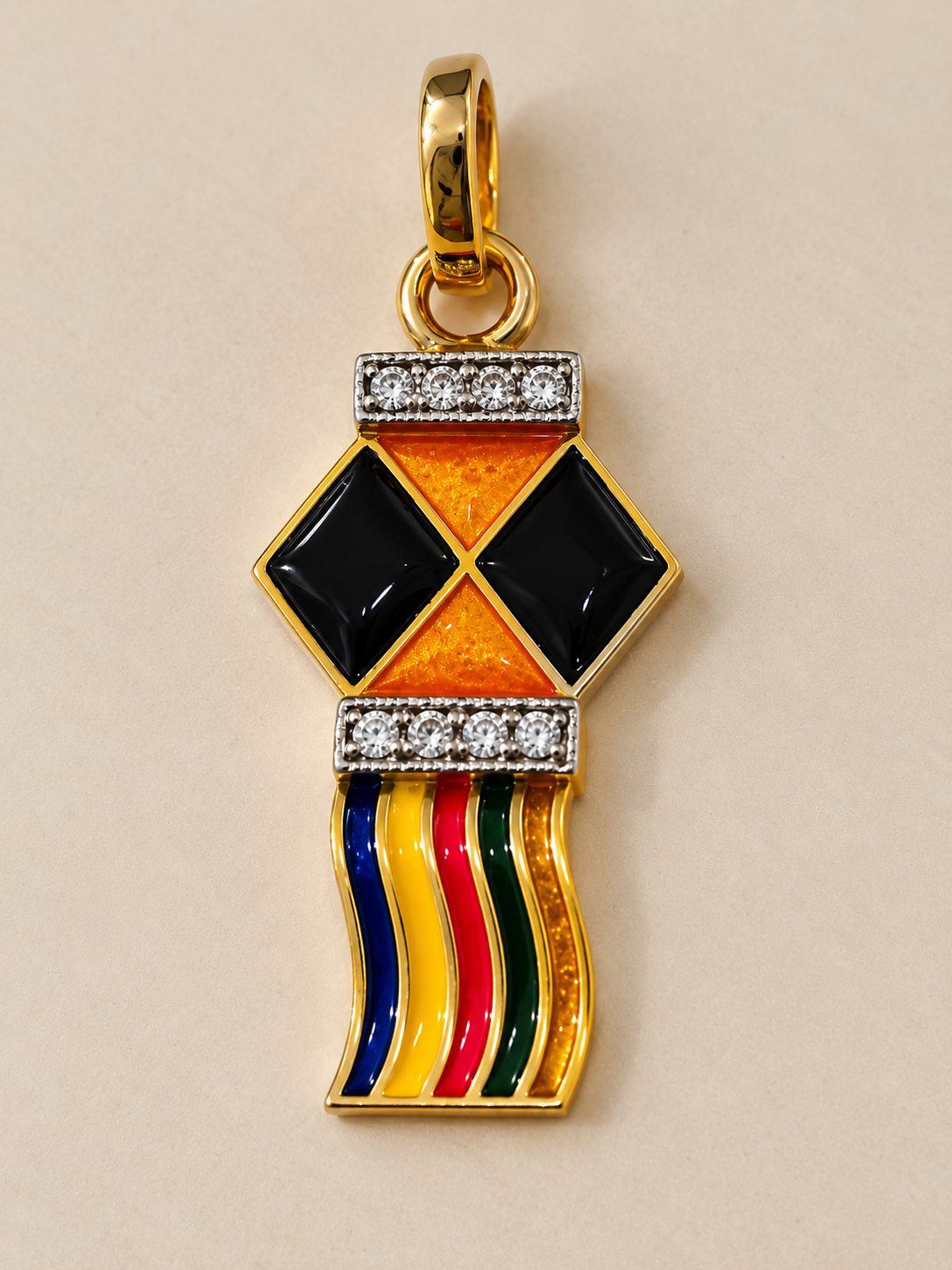 Multicolor Enamel Kite Pendant Chain with Gemstone Sparkle