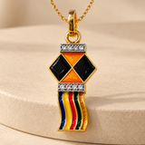 Multicolor Enamel Kite Pendant Chain with Gemstone Sparkle