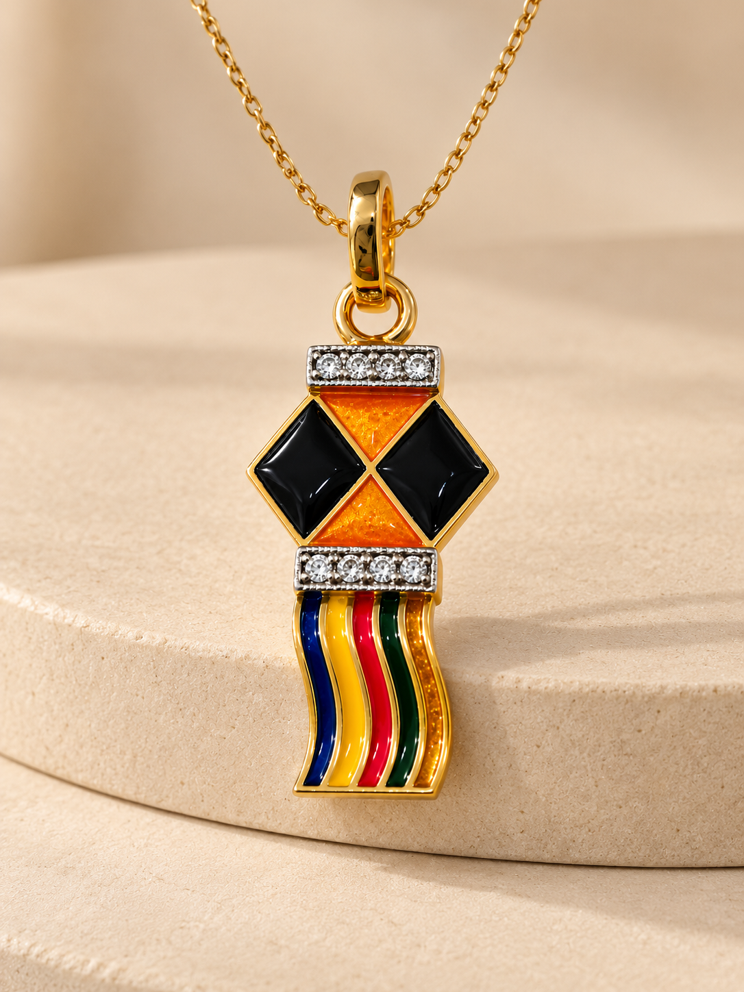 Multicolor Enamel Kite Pendant Chain with Gemstone Sparkle