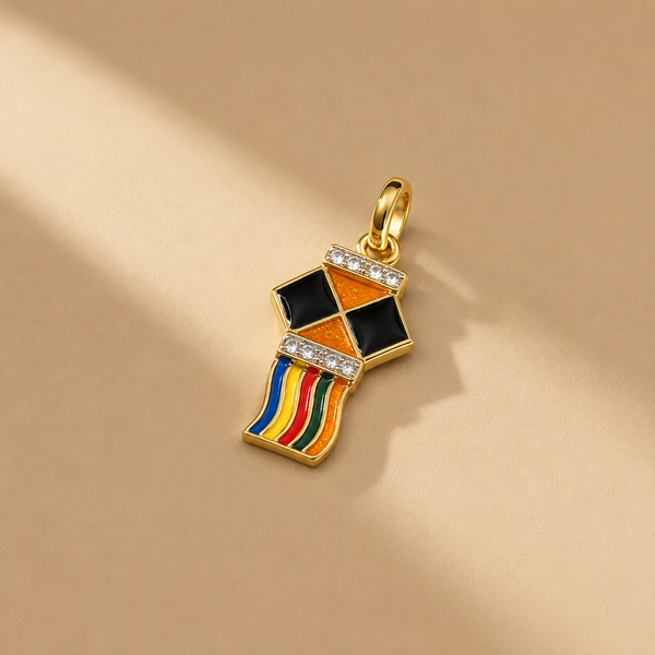 Multicolour Kite 925 Silver Pendant | Enamel & Moissanite Geometric Jewellery