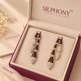 Maroon Enamel Tiered Dangler Earrings for Women