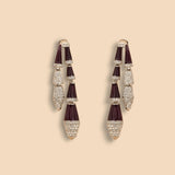Maroon Enamel Tiered Dangler Earrings for Women