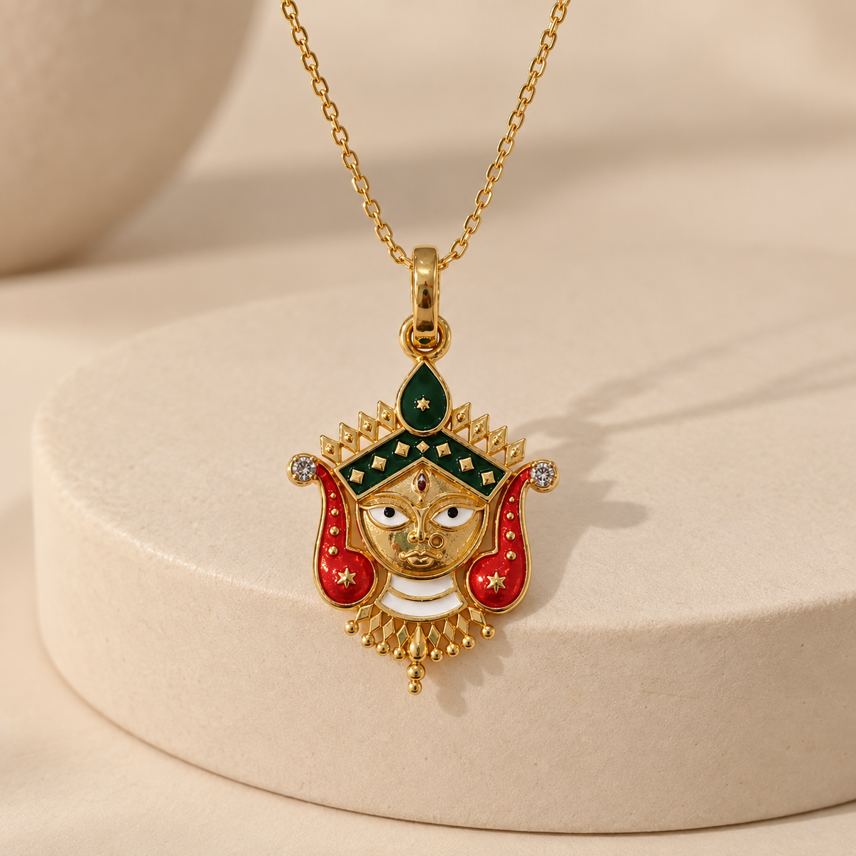 Goddess Durga Maa Face Pendant With Chain