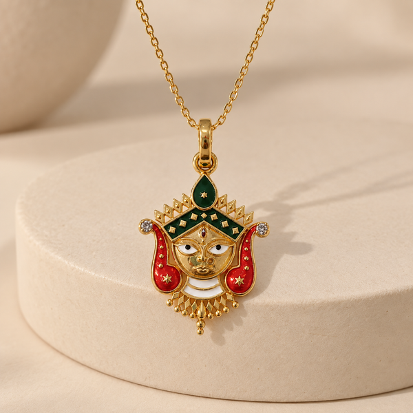 925 Sterling Silver Krishna-Inspired Pendant | Multicolor Enamel & Moissanite | Hallmarked Jewellery