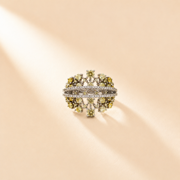 925 Sterling Silver Yellow Quartz Statement Ring