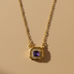 925 Sterling Silver Purple Quartz & Moissanite Geometric Octagonal Chain Pendant
