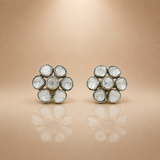 925 Sterling Silver White Gemstone Floral Stud Earrings