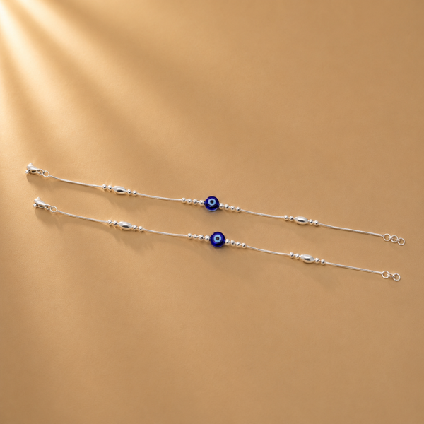 925 Sterling Silver Blue Evil Eye Anklet