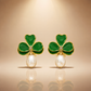 Green Clover with Pearl Drops  Earrings