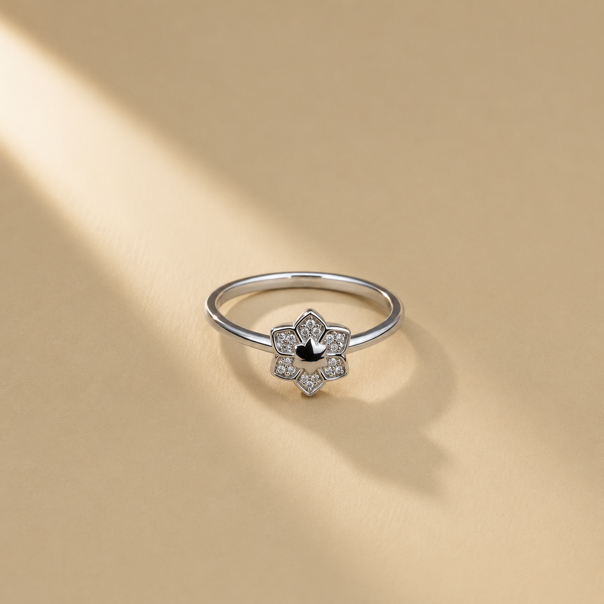 925 Silver Moissanite Flower Ring for Women