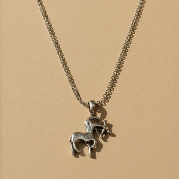 16 Inch 925 Sterling Silver Unicorn Pendant Necklace | Unicorn Charm with Silver Chain