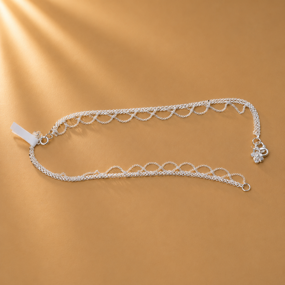 925 Sterling Silver Layered Chain Anklet