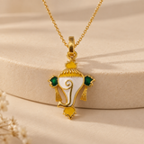 Traditional Lord Ganesha Gold Plated Enamel Pendant (Without Chain)
