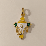 Traditional Lord Ganesha Gold Plated Enamel Pendant (Without Chain)