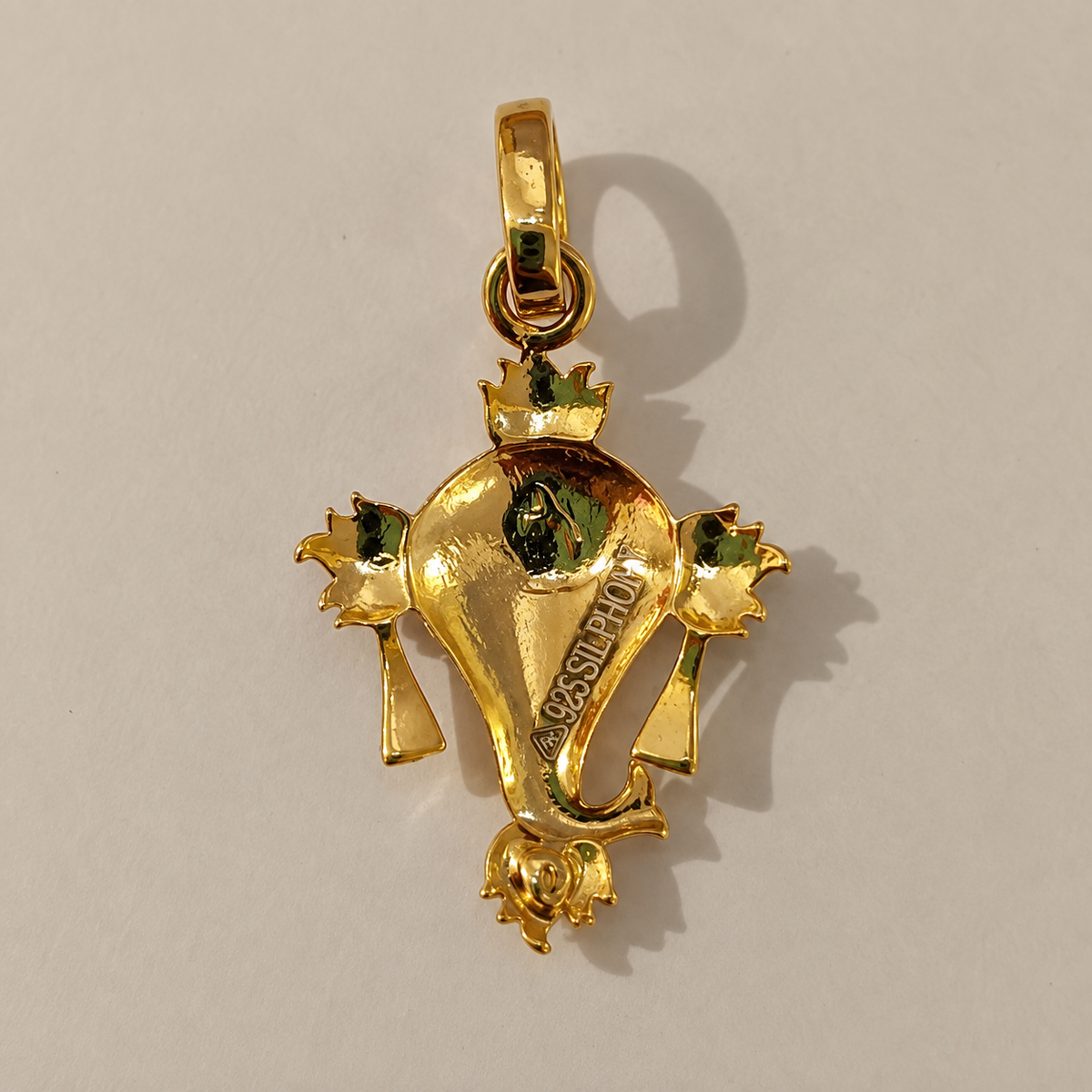 Traditional Lord Ganesha Gold Plated Enamel Pendant (Without Chain)