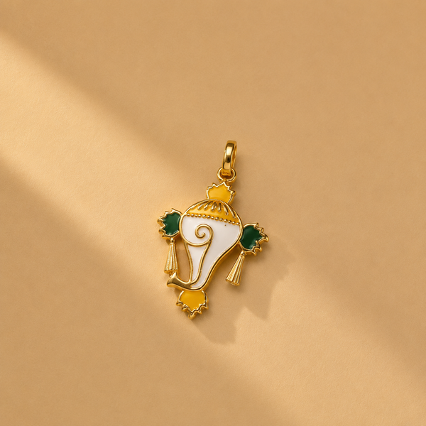 925 Sterling Silver Ganesha Enamel Pendant Traditional Jewellery