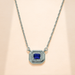 925 Sterling Silver Blue Quartz & Moissanite Rectangular Chain Pendant
