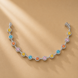 925 Silver Multicolor Moissanite Quartz Tennis Bracelet (Pre-Order)