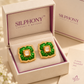One-of-One 92.5 Silver Green Enamel Square Stud Earrings