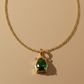 Pear Cut 925 Sterling Silver Green Quartz & Moissanite Chain Pendant