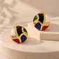 One-of-One 92.5 Silver Multicolor Enamel Dome Stud Earrings